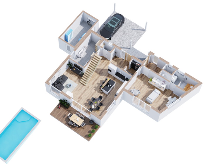 Grundriss Erdgeschoss - ich will wohnen und arbeiten in einem Haus