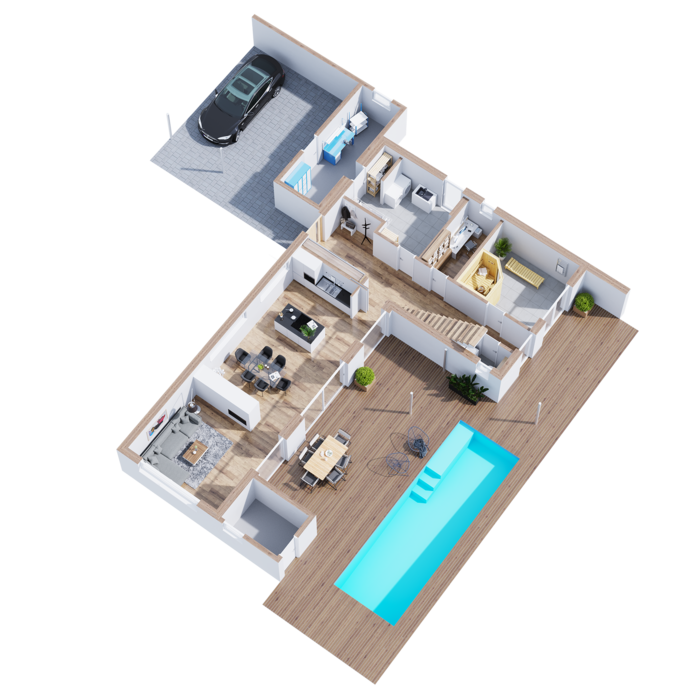 Großzügig und modern präsentiert sich dieser Grundriss.